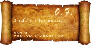 Orsós Florencia névjegykártya